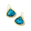 Kendra Scott Framed Kendall Gold Large Drop Earrings In Teal Abalone -Earrings Bracelets Elegant Shop kendra scott framed kendall large drop earrings gold blue glass iridescent abalone 00