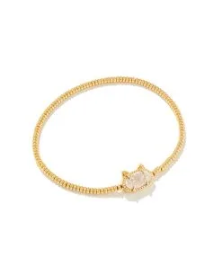 Kendra Scott Grayson Gold Cat Stretch Bracelet In Iridescent Drusy