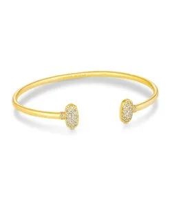 Kendra Scott Grayson Gold Cuff Bracelet In White Crystal