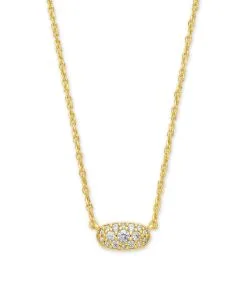 Kendra Scott Grayson Gold Pendant Necklace In White Crystal