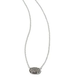 Kendra Scott Grayson Silver Pendant Necklace In Platinum Drusy