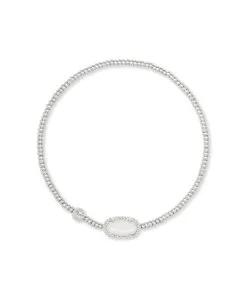Kendra Scott Grayson Silver Stretch Bracelet In Ivory Mother-of-Pearl