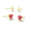Kendra Scott Greta Gold Stud Earrings Set Of 2 In Magenta Illusion -Earrings Bracelets Elegant Shop kendra scott greta stud earring set gold magenta glass over ivory mother of pearl 00