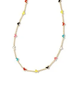 Kendra Scott Haven Heart Gold Strand Necklace In Multi Mix