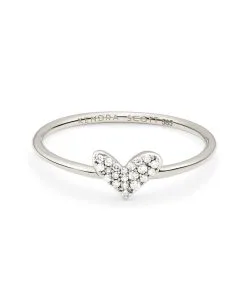 Kendra Scott Heart 14k White Gold Band Ring In White Diamond