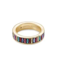 Kendra Scott Jack Gold Band Ring In Multi Crystal