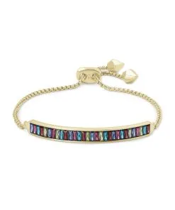 Kendra Scott Jack Adjustable Gold Chain Bracelet In Multi Crystal
