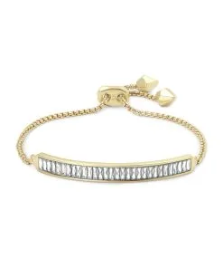 Kendra Scott Jack Adjustable Gold Chain Bracelet In White Crystal