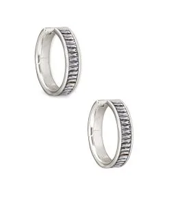 Kendra Scott Jack Silver Hoop Earrings In Charcoal Gray Crystal