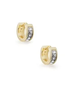Kendra Scott Jack Gold Huggie Earrings In White Crystal