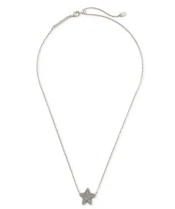 Kendra Scott Jae Star Silver Pendant Necklace In Platinum Drusy -Earrings Bracelets Elegant Shop kendra scott jae star short pendant necklace rhodium platinum drusy 01 lg