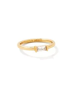 Kendra Scott Juliette Gold Band Ring In White Crystal