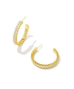 Kendra Scott Juliette Gold Hoop Earrings In White Crystal