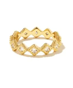 Kendra Scott Kinsley Gold Band Ring In White Crystal