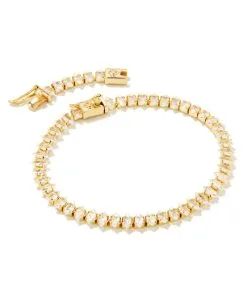 Kendra Scott Larsan Gold Tennis Bracelet In White Crystal