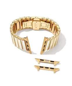 Kendra Scott Leanor Gold Tone Stainless Steel Watch Band In Ivory Mother-of-Pearl -Earrings Bracelets Elegant Shop kendra scott leanor watch band gold ivory mother of pearl 02