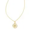 Kendra Scott Letter A Gold Disc Reversible Pendant Necklace In Iridescent Abalone