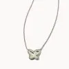 Kendra Scott Lillia Butterfly Silver Pendant Necklace In Dichroic Glass