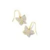 Kendra Scott Lillia Crystal Butterfly Gold Drop Earrings In White Crystal