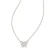 Kendra Scott Lillia Butterfly Silver Pendant Necklace In White Crystal -Earrings Bracelets Elegant Shop kendra scott lillia crystal pendant necklace rhodium white crystal 00