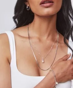 Kendra Scott Lindsay Silver Multi Strand Necklace In White Pearl -Earrings Bracelets Elegant Shop kendra scott lindsay silver multi strand necklace white pearl