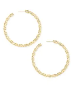 Kendra Scott Maggie Hoop Earrings In Gold Filigree -Earrings Bracelets Elegant Shop kendra scott maggie hoop earring gold filigree lg 01