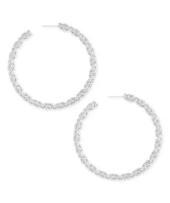 Kendra Scott Maggie Hoop Earrings In Silver Filigree -Earrings Bracelets Elegant Shop kendra scott maggie hoop earring silver filigree lg 01
