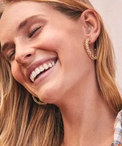 Kendra Scott Maggie Small Hoop Earrings In Gold Filigree -Earrings Bracelets Elegant Shop kendra scott maggie small hoop earrings gold filigree