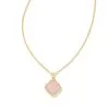 Kendra Scott Mallory Gold Pendant Necklace In Rose Quartz