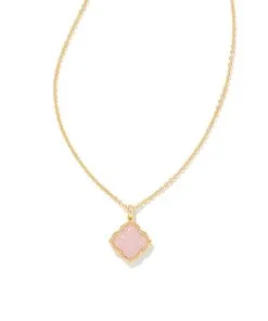 Kendra Scott Mallory Gold Pendant Necklace In Rose Quartz