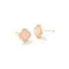 Kendra Scott Mallory Gold Stud Earrings In Rose Quartz -Earrings Bracelets Elegant Shop kendra scott mallory stud earrings gold rose quartz 00