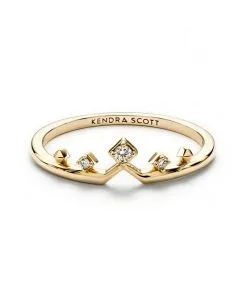 Kendra Scott Michelle 14k Yellow Gold Band Ring In White Diamond