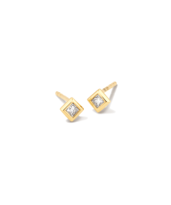 Kendra Scott Michelle 14k Yellow Gold Stud Earrings In White Diamond