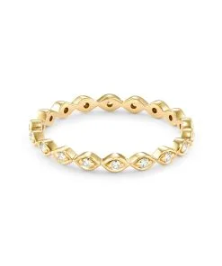 Kendra Scott Nicolette 14k Yellow Gold Band Ring In White Diamond