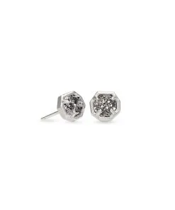Kendra Scott Nola Silver Stud Earrings In Platinum Drusy