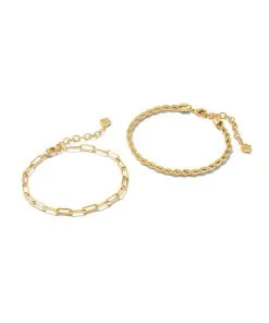 Kendra Scott Olivia Set Of 2 Bracelets In Gold -Earrings Bracelets Elegant Shop kendra scott olivia set of 2 bracelets gold 01