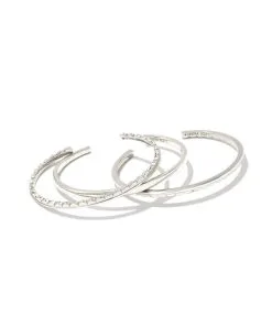 Kendra Scott Quinn Cuff Bracelets Set Of 3 In Silver -Earrings Bracelets Elegant Shop kendra scott quinn cuff bracelet set of 3 rhodium 01