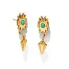 Kendra Scott Shiva Vintage Gold Ear Jacket Earrings In Teal Howlite