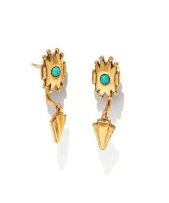 Kendra Scott Shiva Vintage Gold Ear Jacket Earrings In Teal Howlite