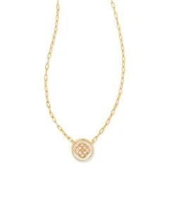 Kendra Scott Stamped Dira Gold Pendant Necklace In Ivory Mother-Of-Pearl