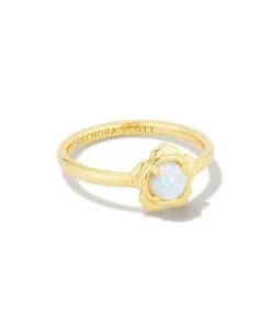 Kendra Scott Susie Gold Band Ring In Bright White Kyocera Opal