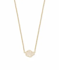 Kendra Scott Tess Gold Pendant Necklace In Iridescent Drusy