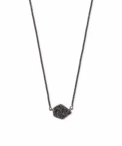 Kendra Scott Tess Gunmetal Pendant Necklace In Black Drusy