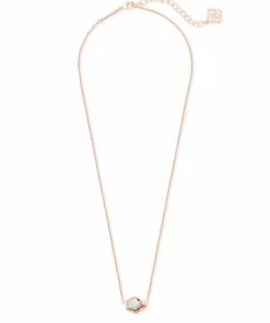 Kendra Scott Tess Rose Gold Pendant Necklace In Dichroic Glass -Earrings Bracelets Elegant Shop kendra scott tess necklace rose gold dichroic 01 lg