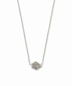 Kendra Scott Tess Silver Pendant Necklace In Platinum Drusy