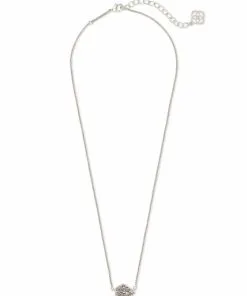 Kendra Scott Tess Silver Pendant Necklace In Platinum Drusy -Earrings Bracelets Elegant Shop kendra scott tess silver pendant necklace in platinum drusy 01 default lg