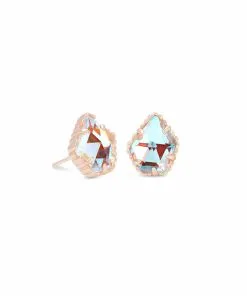 Kendra Scott Tessa Rose Gold Stud Earrings In Dichroic Glass