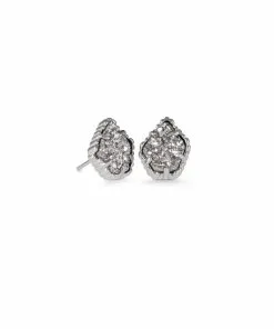 Kendra Scott Tessa Silver Stud Earrings In Platinum Drusy