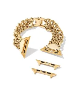 Kendra Scott Whitley Double Chain Watch Band In Gold Tone Stainless Steel -Earrings Bracelets Elegant Shop kendra scott whitley double chain watch band gold 02