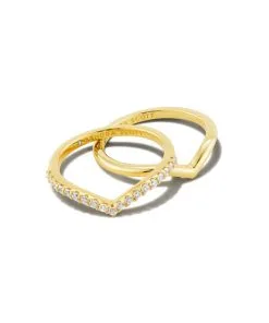 Kendra Scott Wishbone Gold Ring Set In White Crystal